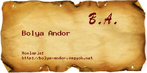 Bolya Andor névjegykártya